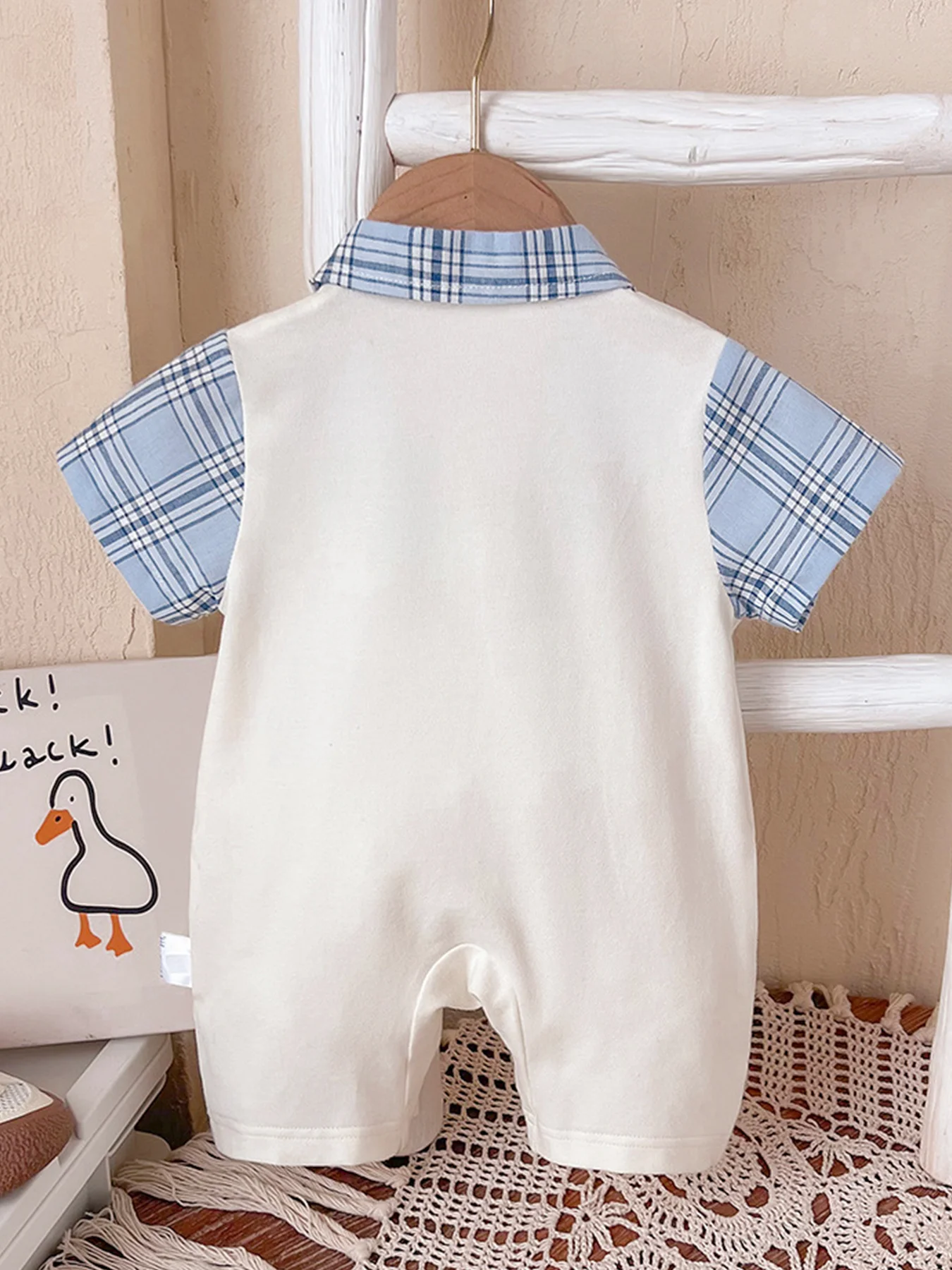 Cute Puppy-Printed Baby Boy Romper for Spring/Summer with Front Snaps—Stylish Outfit for 0–12 Months Old Babies at Parties