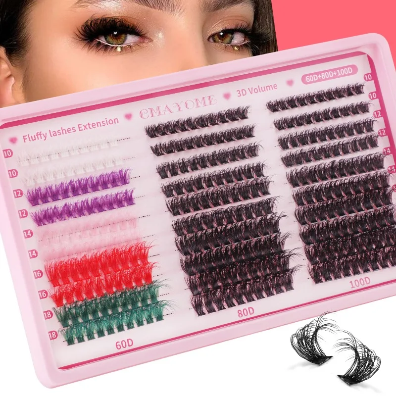 

Fluffy Thick Lash Clusters DIY Eyelash Extension 10-18mm Color Mix Lash Clusters 60D80D100D Eyelash Extensions Cluster Make Up