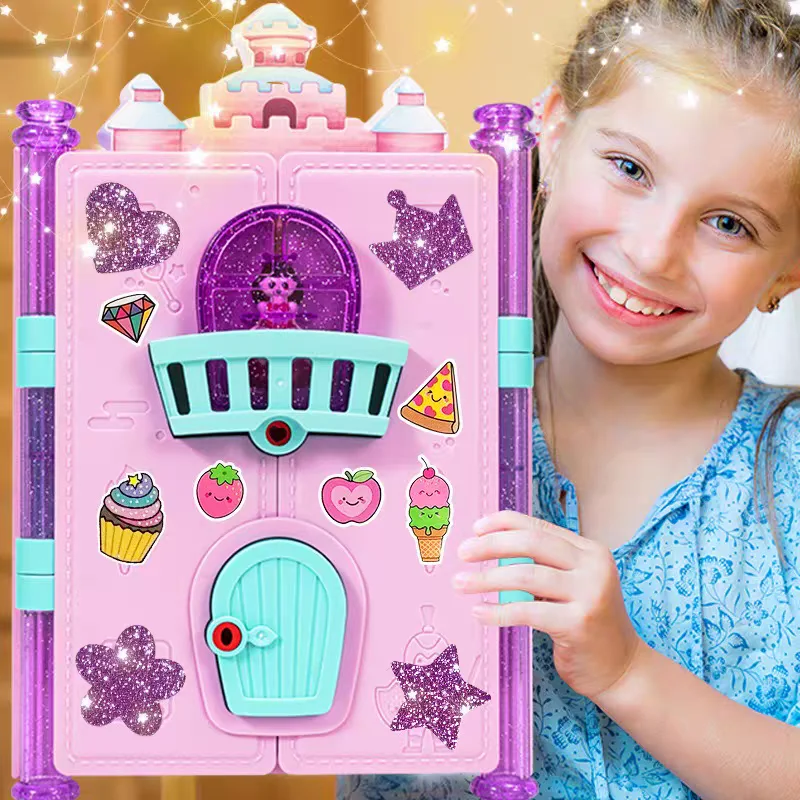 

Magic Diary Book With Lock Keys Pencil Sharpener Eraser Sticker Unlock Educational Supplies Hand Made Toys Gift for Children