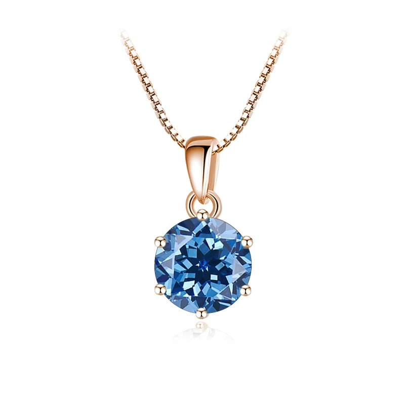 Butterflykiss 6.5mm 1.0 Carat D Moissanite Necklaces Rose Gold Plated Pendant Original Real S925 Silver Chain Jewelry For Women