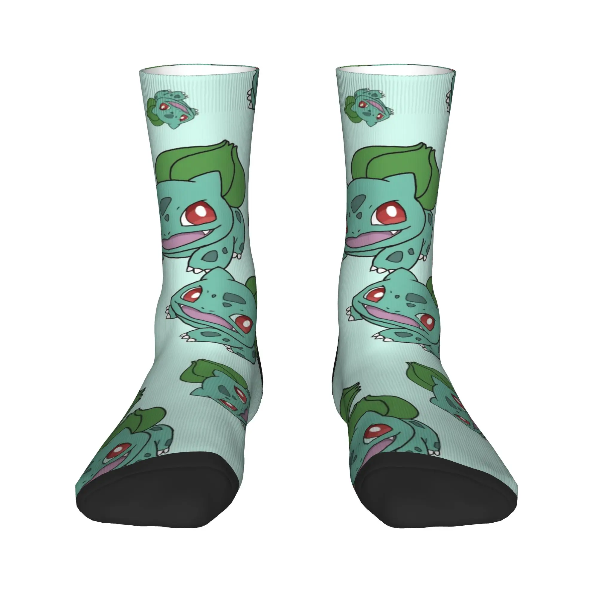 Happy Funny Male Men Socks Harajuku P-Pokemons Bulbasaur Sock Skateboard Women's Stockings Spring Summer Autumn Winter