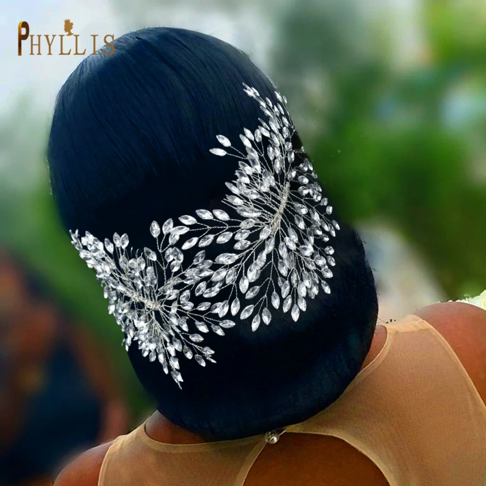 A246 Rhinestone Headpiece Wedding Hair Comb Luxury Diamond Tiara Flexible Bridal Headband Crystal Women Hair Clip Hair Jewelry