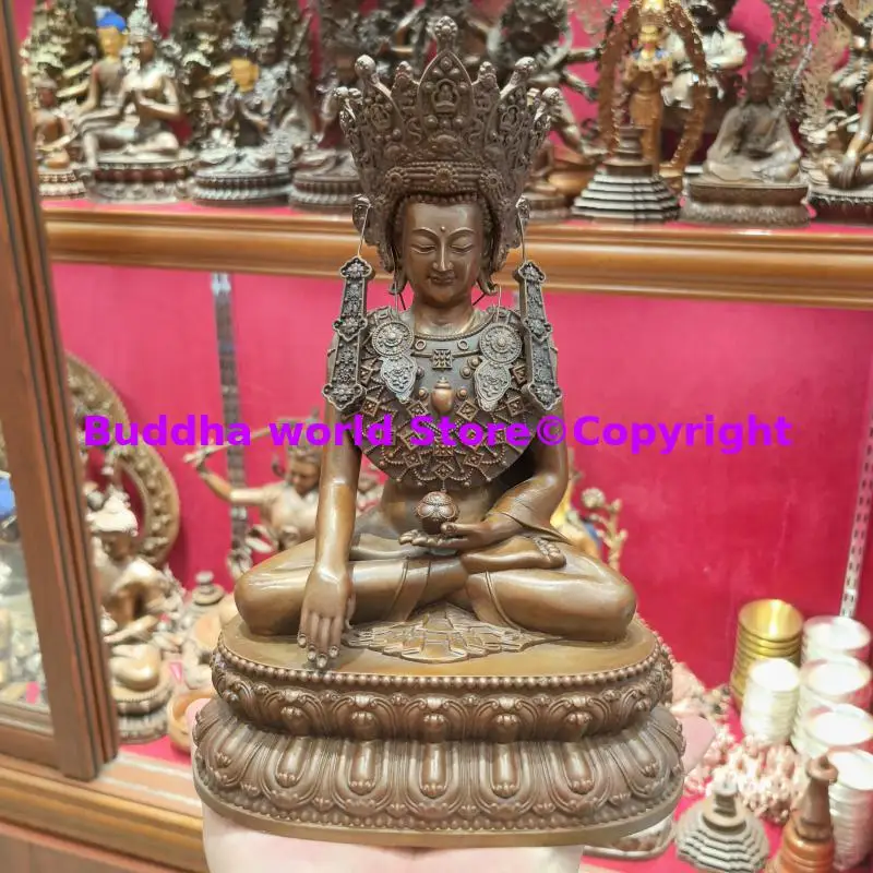 50% off Exquisite Buddha statue Awakening THE Buddha Rare Buddha statue style copper buddha Altar worship Tibet Buddhist 23cm