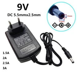 9V 2A Power Adapter 9V AC/DC Adapters Universal 9 Volt Power Supply 1.5A 2.5A 3A 5.5*2.5mm 9 V Adaptor Switching Conveter