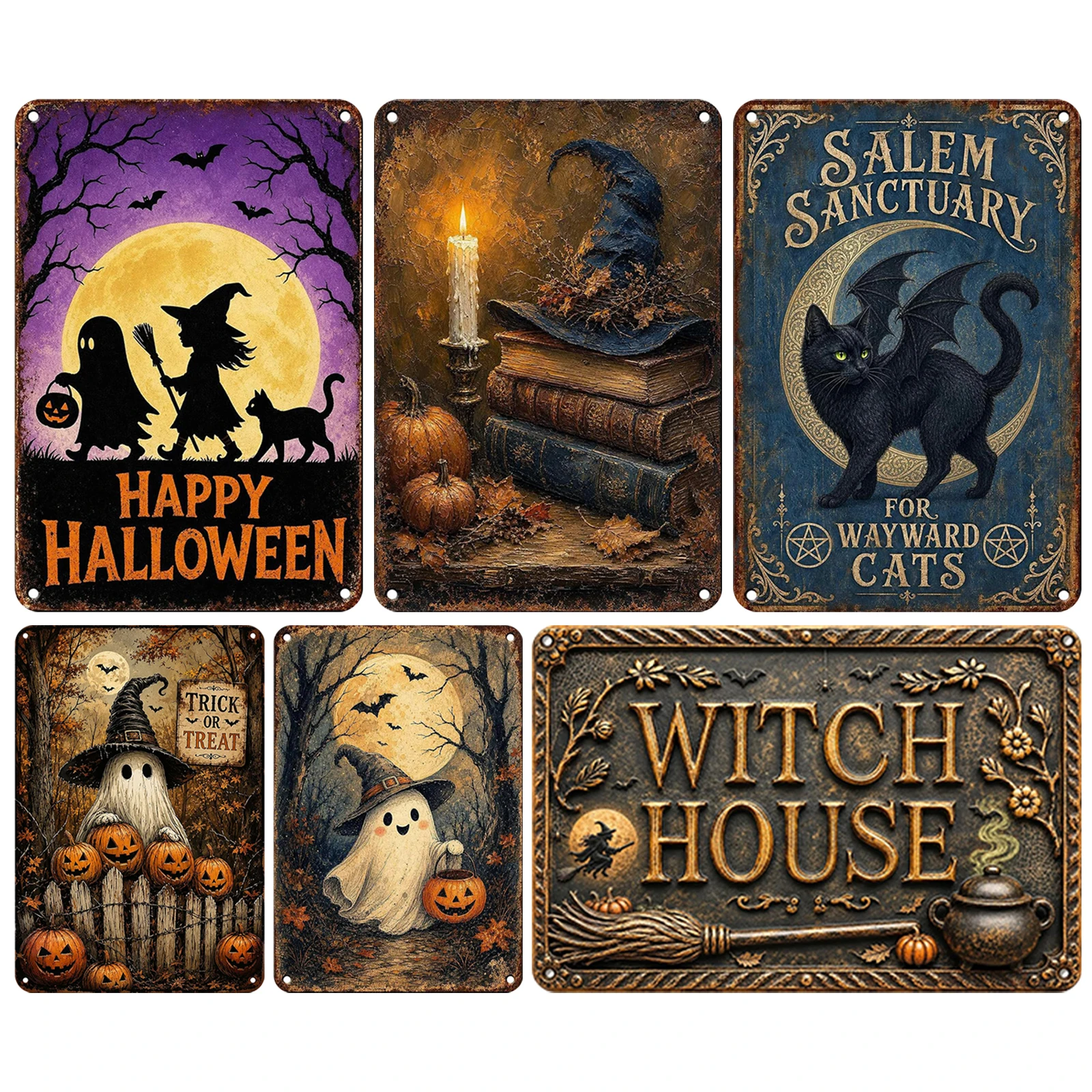 Vintage Nostalgic Metal 8x12 Inch Halloween Funny Slogan Wall Art Bar Cafe Home Decor Plaque