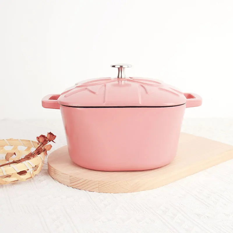 14cm Cute Pink Square Dutch Oven Enameled Cast Iron Pot With Lid Saucepan Casserole Kitchen Accessories Cooking Tools