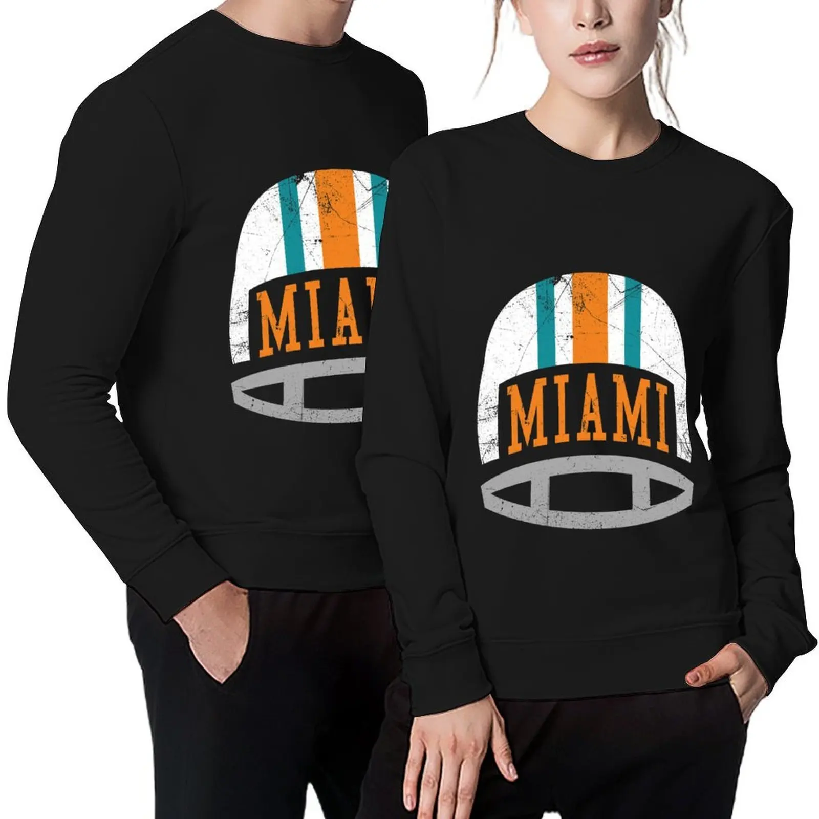 

Miami Retro Helmet - Aqua Pullover graphic t shirts men blouse fashion men anime clothing hooded sweatshirt for men
