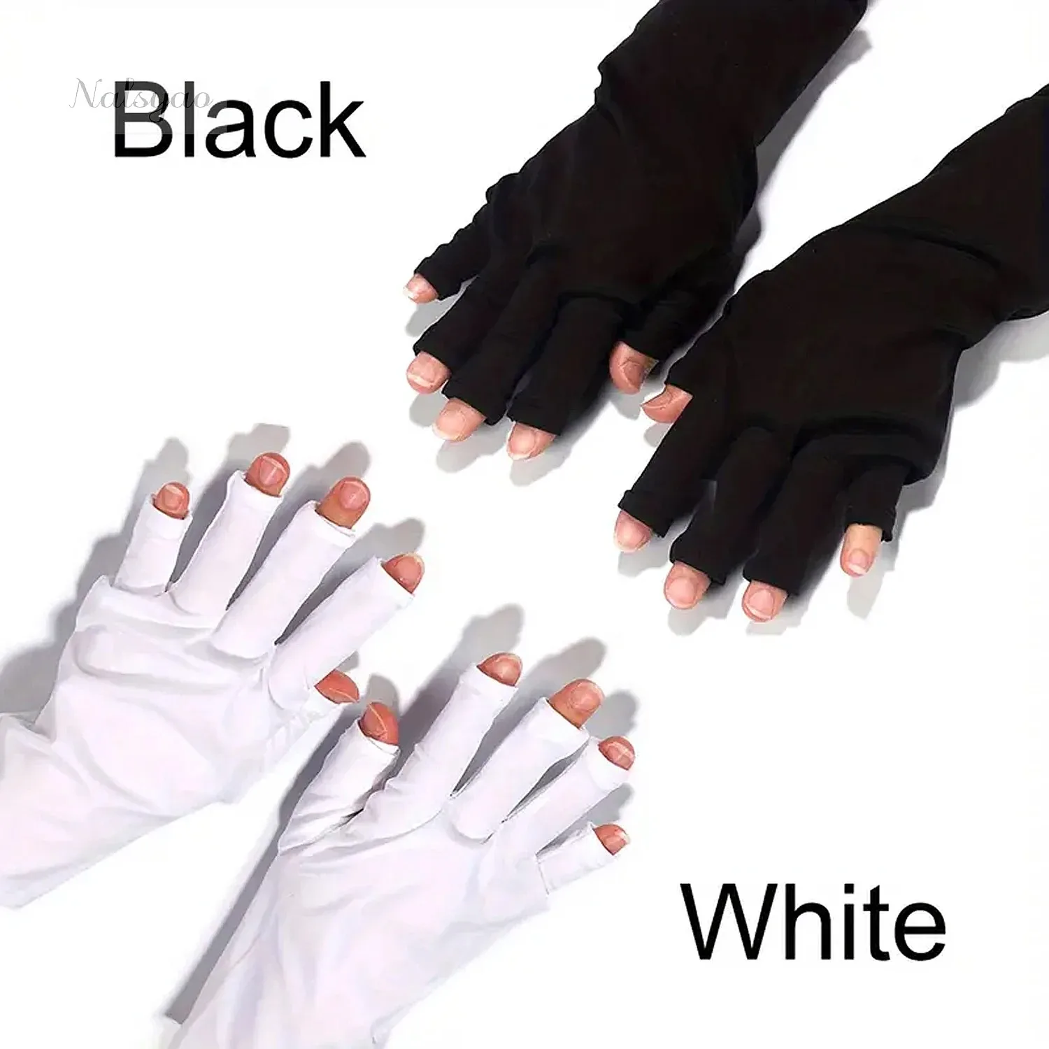 Anti UV Gel Gloves Professional Protection for Manicures Nail Art Stretchy Fingerless Glove for Home Outdoor