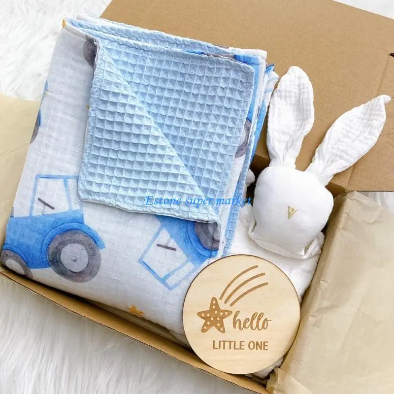 090B детское хлопковое одеяло с принтом, успокаивающее полотенце, деревянный комплект для малышей, новорожденных мальчиков и