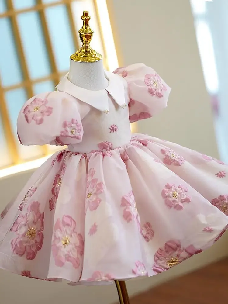 Robe de baptême pour bébé, tenue de fête d'anniversaire, de princesse, motif floral, pour mariage, pâques, Eid, éducatif