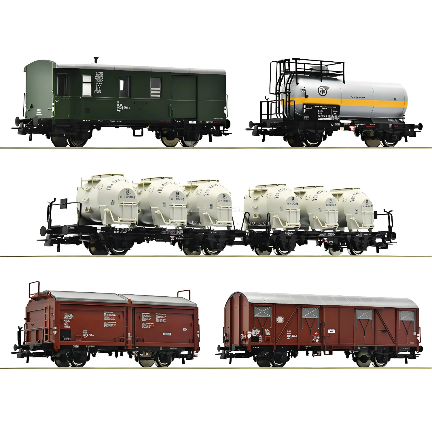 ROCO HO Type 1/87 Train Model 6600018 Freight Carriage Six-Car DC Simulation Version Carriage Set Boy's Toy Gift