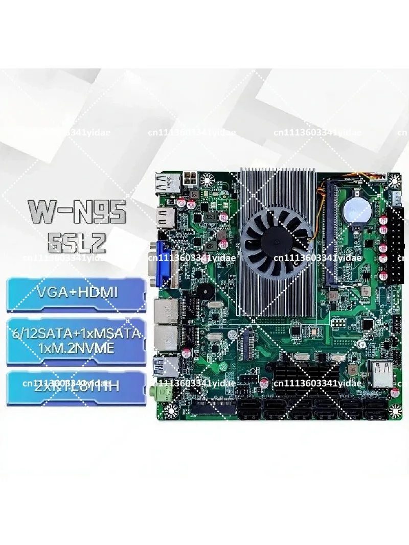 Mini ITX Motherboard with N5095 Quad-Core Processor 12 SATA 3.0 Ports for Server Build