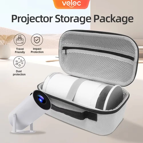 Funda de transporte para proyector portátil Velec, diseño de mango, cremallera doble duradera para HY300/HY300 Pro para negocios o entretenimiento
