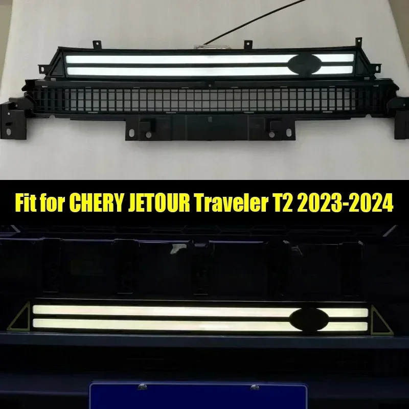 

New! Car Front Face LED Grille Fit for Jetour Traveller T2 Modified Defender Style Front Bumper Grille Car Exterior Trims Access