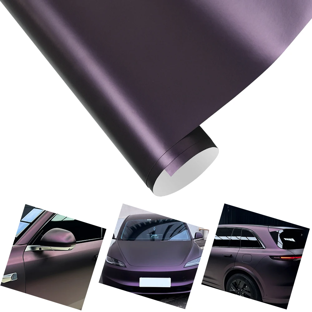 

Car Vinyl Film Matte Black Purple Auto Wrap Decal Air Release Waterproof Self Adhesive Motorcycle Car Body Decoration Sticker