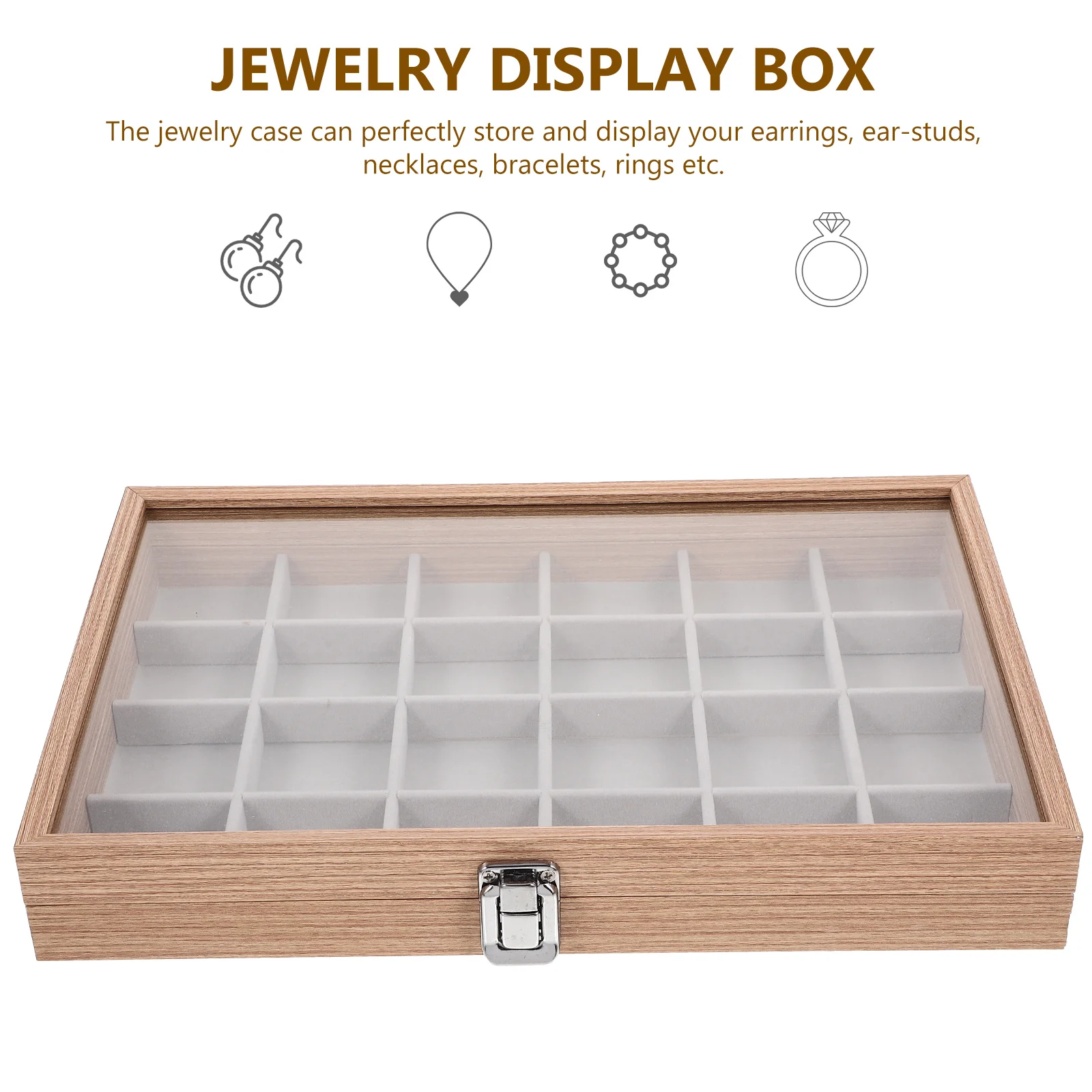 

Jewelry Storage Box Clear Glass Lid For Earrings Rings Necklaces Bracelets Organizer Case Display Dustproof Jewelry Box