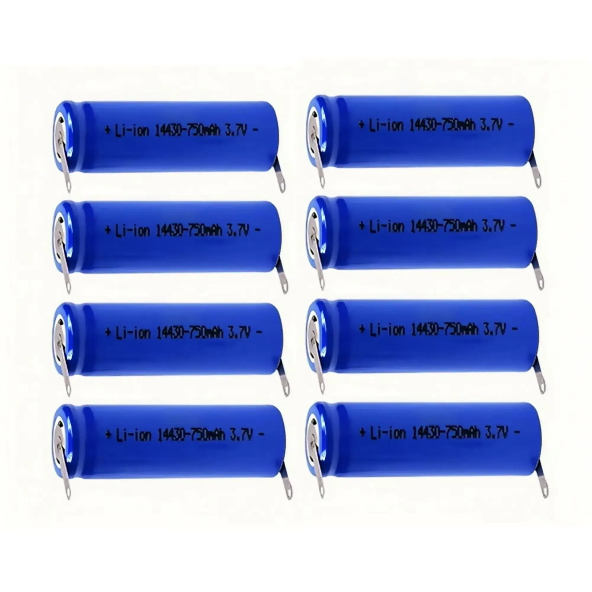 

8PCS 14430 3.7V 750mAh Rechargeable Lithium Battery with solder tabs for Flashlight Shaver Beauty instrument Radios LED Lights