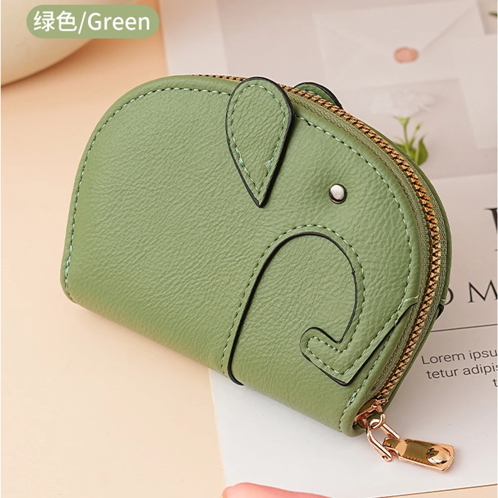 Cartoon Purse Women's Change Pouch Coin Purses Soft Leather Key Case Elephant Wallet Card Holder Wallet For Girls 