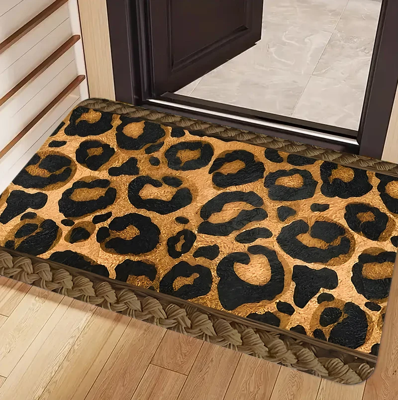Wild Animal Pattern Floor Rug Retro Leopard Spot Design Fashion Stylish Art Decor Rug for Entry Hall Living Space  Home Ornament
