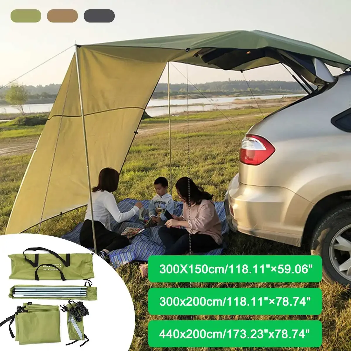 

2x4M/3x2M Car Side Awning Waterproof Tent Shade Tent Canopy Sunshade Outdoor Camping Hiking Tent For Car SUV MInibus Body Kit