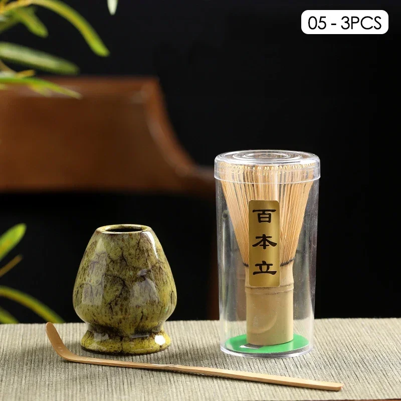

3 шт., набор венчиков для матча, керамический держатель для венчика, бамбуковая щетка, чайная ложка для традиционной японской чайной церемонии, аксессуары для чайного сервиза