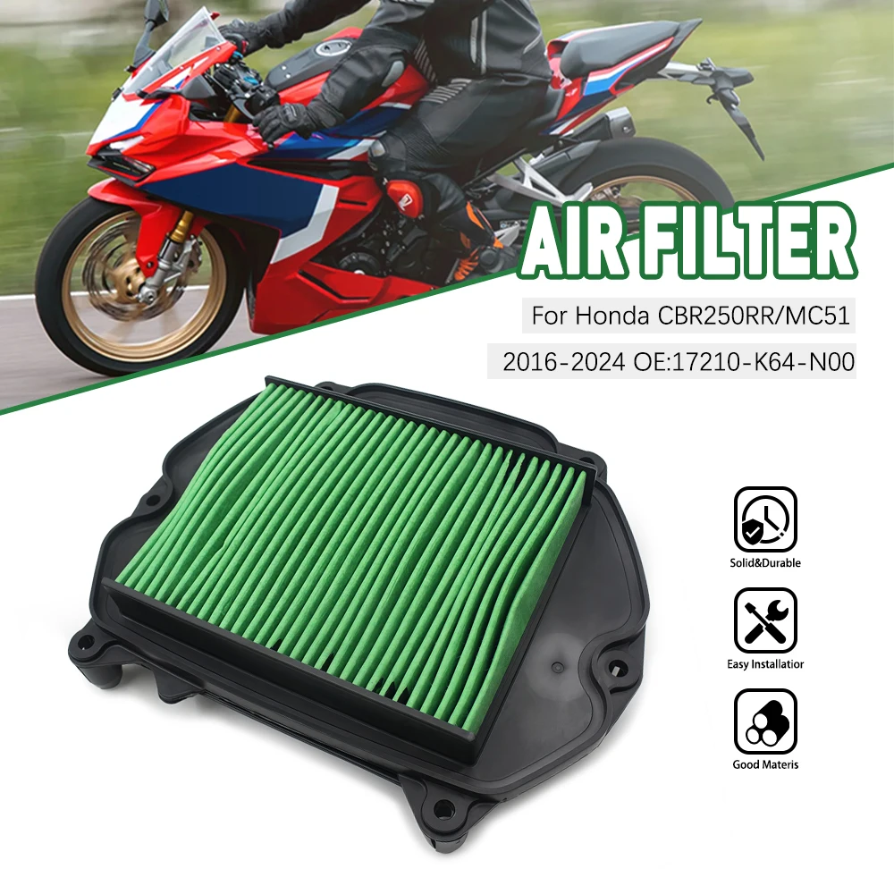 

Motorcycle High Flow Air Filter Cleaner For Honda CBR250RR 2016-2024 CBR 250 RR SILVER RED BLACK 2017-2024 Washable Air Intake