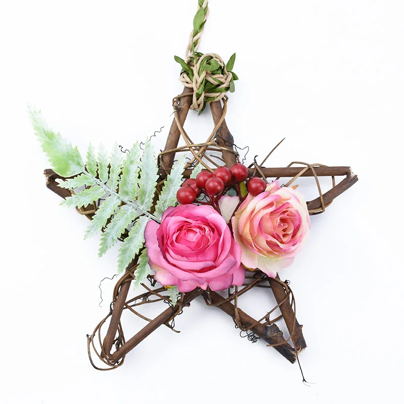 Künstlicher Pentagramm-Weihnachts-Hochzeits-Heim-Schlafzimmer-Deko-Blumen-Handarbeits-Stern-Rattan-Girlande Tischdekoration Party-DIY-Geschenk – Detail 4