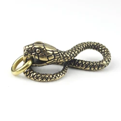 1 Piece Solid Brass Belt Hook Retro Snake Shape Keychain Fob Clip Key Ring Wallet Chain with O ring Charm Pendant Decor Gift