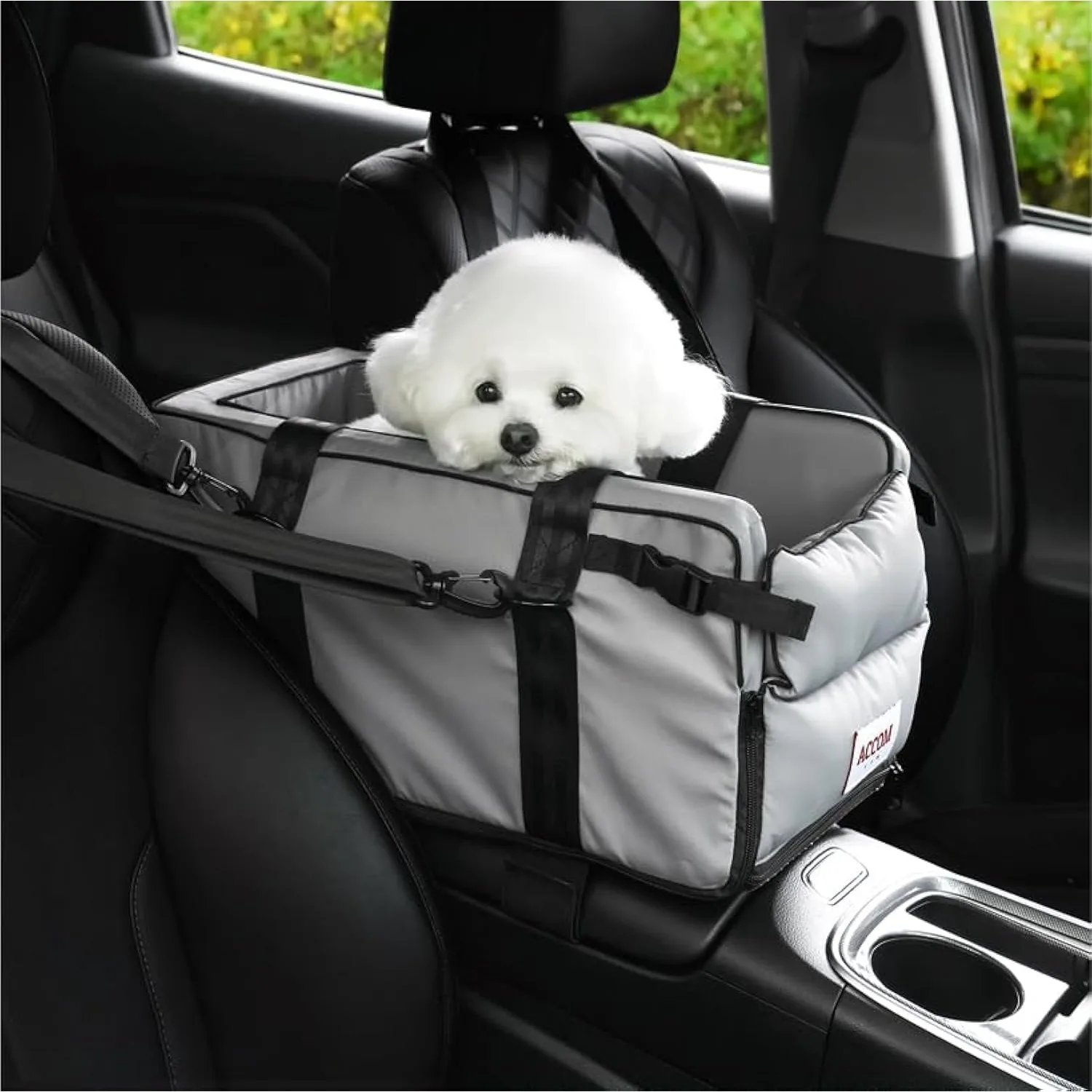 Center Console Car Seat for Small Dogs and Cats up to 11 lbs, Waterproof Pet Booster Seat and Bed, Essential Travel Carrier
