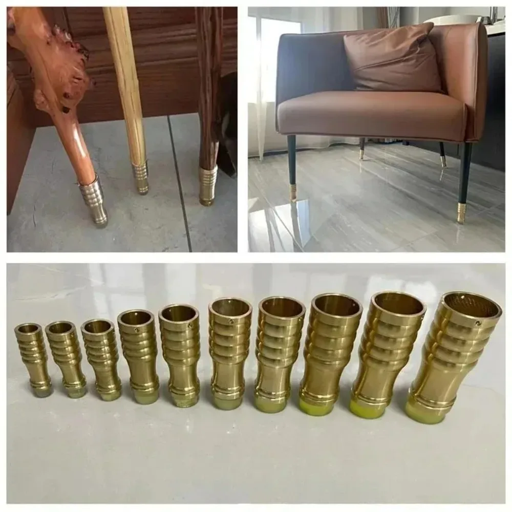 For 10mm-34mm Furniture Brass Cane Crutch Tip with Anti-Skid Rubber 1Pcs