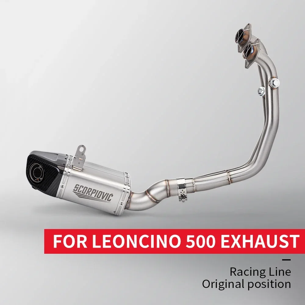 Full System Motorcycle Exhaust For Benelli Leoncino 500 BJ500 Box Moto Muffler Front Link Pipe Slip On Leoncino 500 BJ500