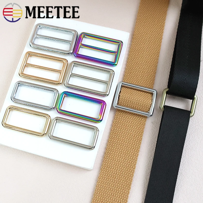 

5/10Pcs 15-50mm Metal Tri-Glide Buckles for Bag Strap Adjust Ring Clasp Webbing Backpack Belt Slider Hook DIY Hardware Accessory