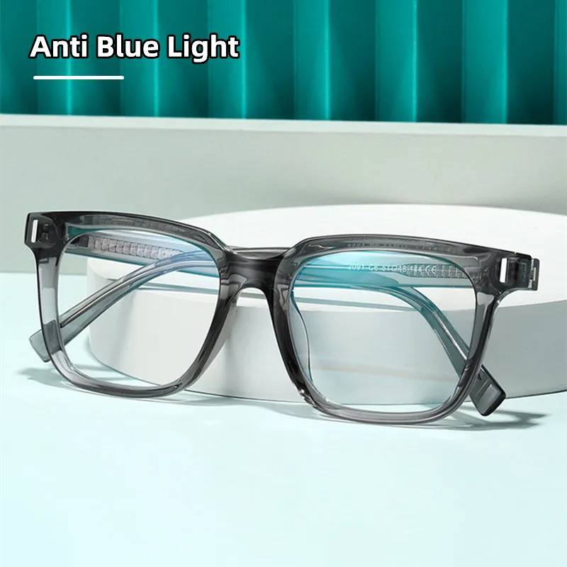 Brand Design Fashion Square Frame Glasses Frame Computer Phone Anti Blue Ray Photochromic Reading Glasses Men and Women Eyewear