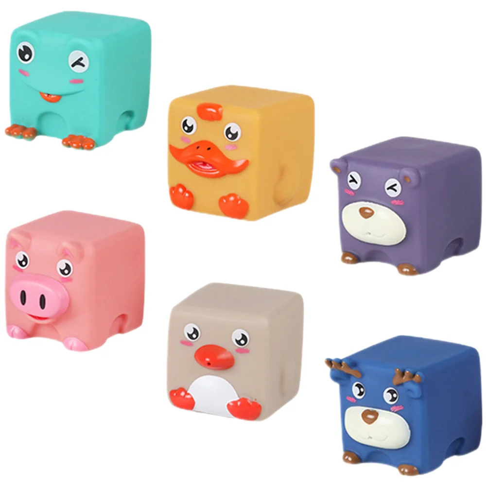 

6 Pcs 6pcs English Gift Box Bath Squeeze Toys Bathing Toddler Plaything Animal for Children Kids Baby Stacking