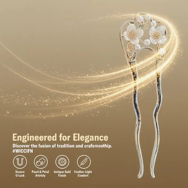 Nuevo Juego de 1/2/4 Horquillas para el Cabello con Perlas y Flores, Horquilla en Forma de U, Estilo Chino Moderno y Simple, Accesorio para el Cabello Hanfu, Accesorios para el Cabello de Bailarina Hula