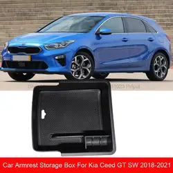 Car Armrest Storage Box For Kia Ceed GT SW 2018-2022 hatchback Central Control Container Stowing Tidying Auto Organizer Tray