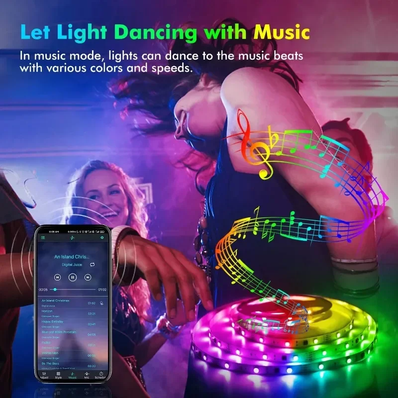 Taśma LED RGB 5050 Inteligentne sterowanie Bluetooth Synchronizacja muzyki USB 5V Elastyczna taśma LED do dekoracji pokoju Podświetlenie telewizora