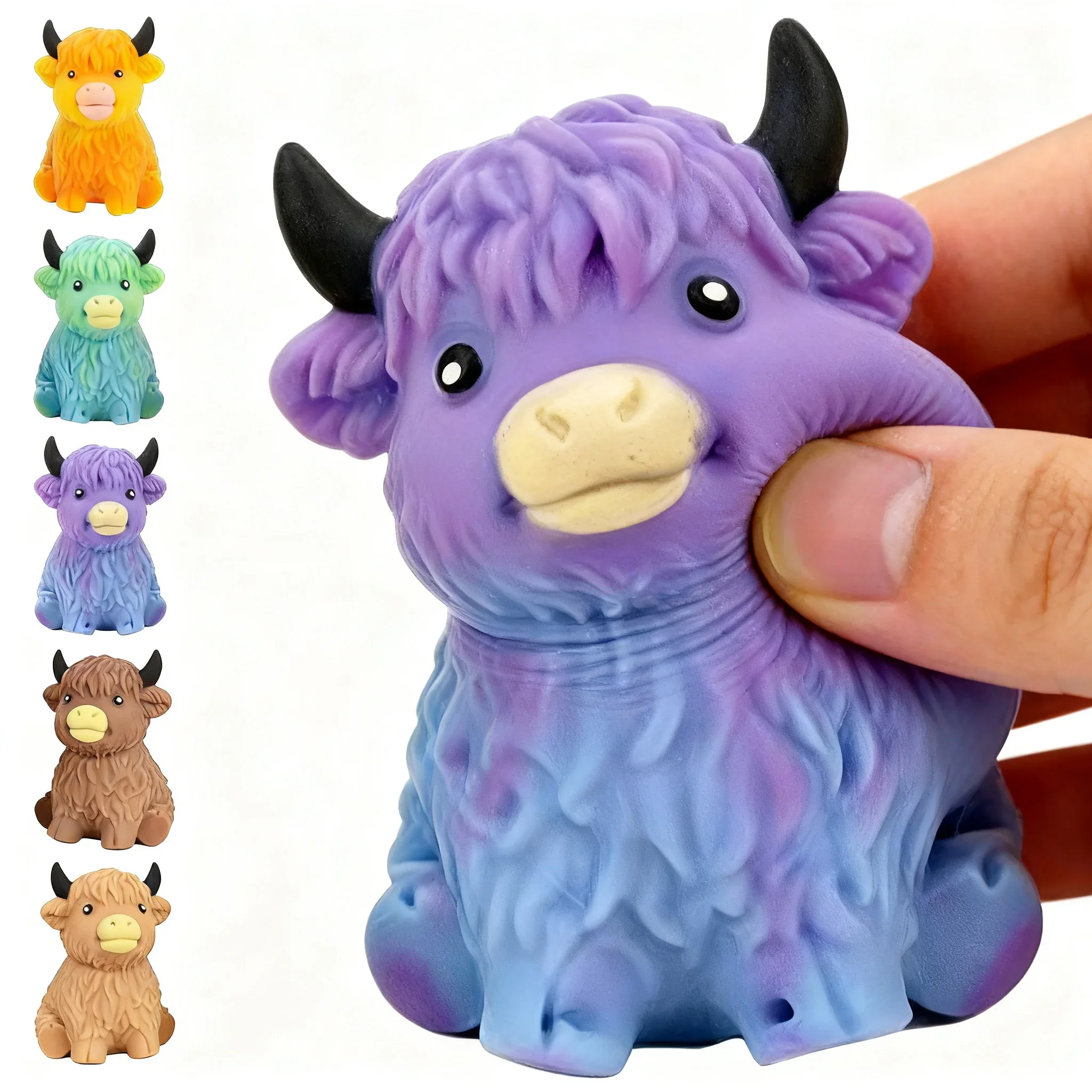 Highland-Kuh-Sensorikspielzeug zum langsam aufsteigenden Drücken, sensorisches Spielzeug, Highland-Kuh-Stressbälle, Geschenk zur Angstlinderung, Fidget-Spielzeug, Partygeschenk