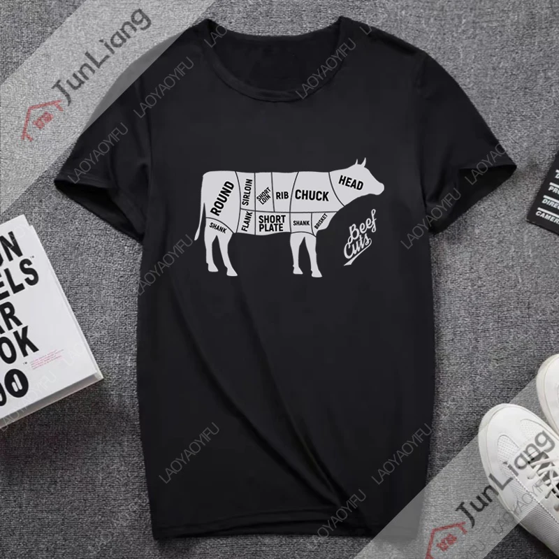 Hip-hop Graphic T Shirts the Butchers Guide Beef Cuts T-shirts for Men Clothing Short Sleeve Tee Women's T-shirt Y2k Streetwear