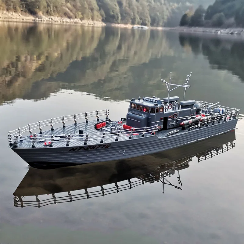 RC Warship Model Electric Torpedo Boat Remote Control Ship Model Toy Gift Electric Naval Warship Model Finished Product