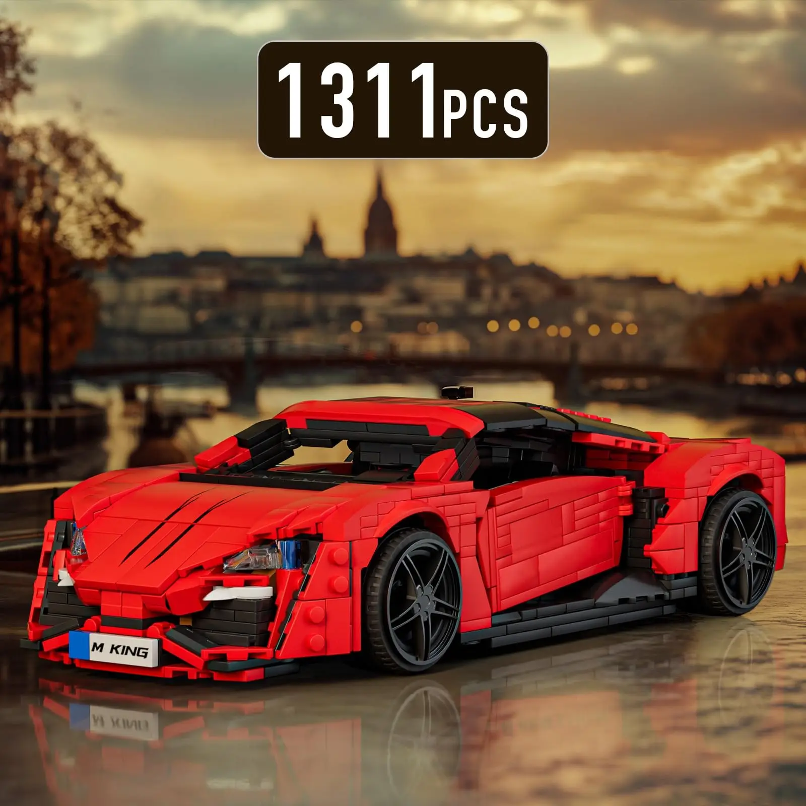 قالب الملك 10117 ألعاب السيارات التقنية الأحمر Lykan الرياضة سباق السيارات بنة التجمع سيارة الطوب مجموعة الاطفال هدية الكريسماس #4
