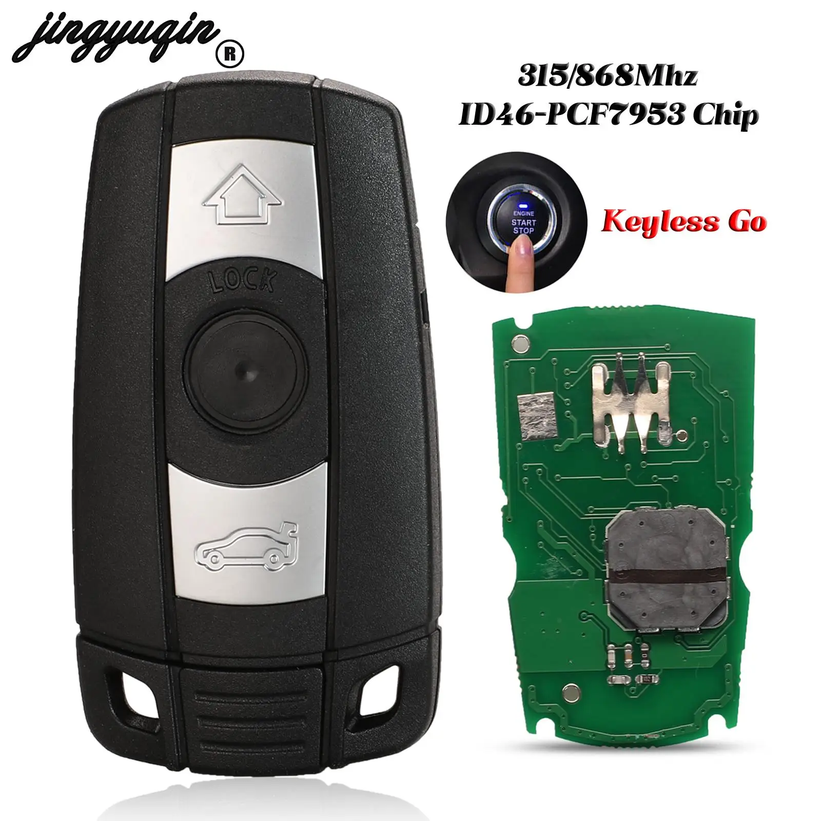 jingyuqin Keyless-Go dla BMW CAS3 serii 3/5 X5 2006-2011 funkcja w pełni inteligentny klucz zdalny 315 MHz/868 MHz PCF7953 Chip