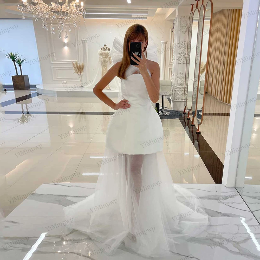

Elegant Sleeveless Sheath Short Wedding Dress Above Knee Simple Backless Pleats Mini Bridal Gown vestidos de novias Customized