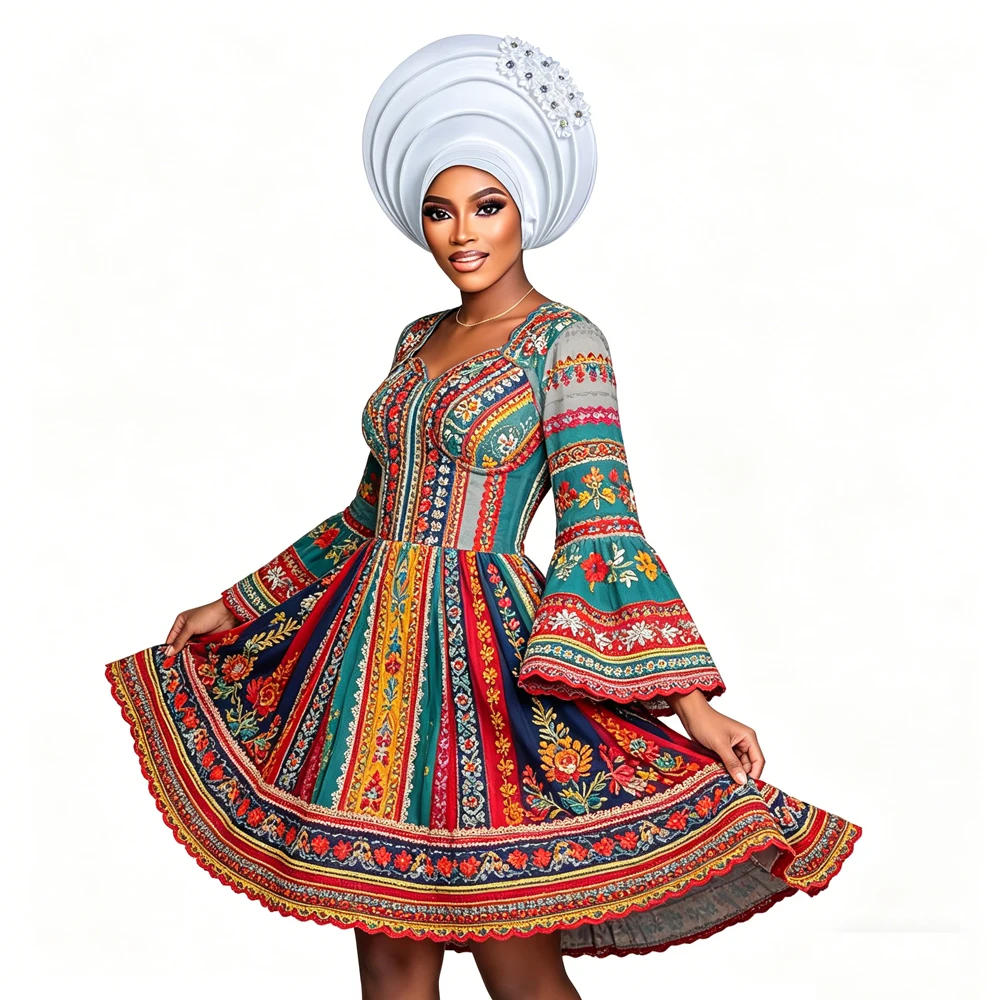

African Auto Gele Turban Cap For Women Already Made Flower Bead Bonnet Muslim Hijab Head Wrap For Wedding Occasions