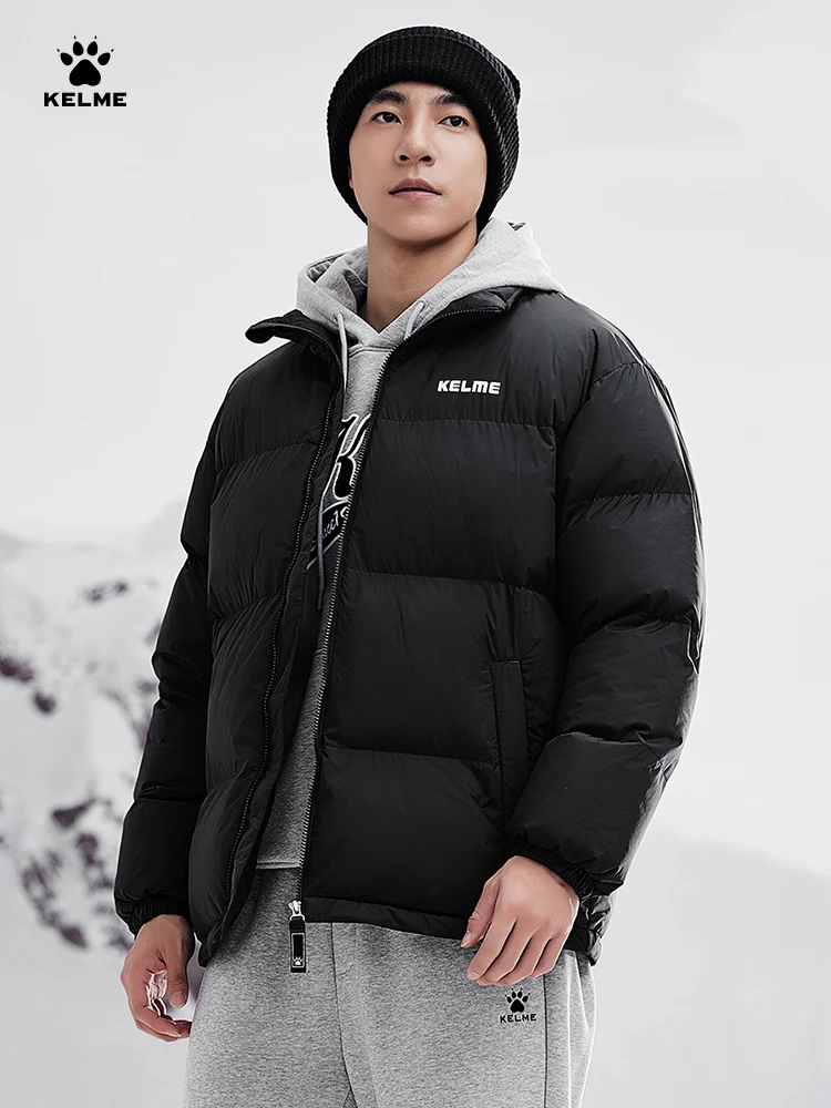 Kelme Cotton Jacket Men's 2024 Winter Festival Stand Collar Warm Bread Jacket Women's Short Cotton Jacket Outdoor Windproof