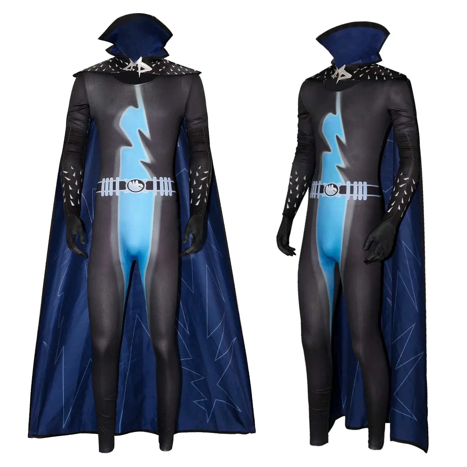 

Adult Megamind Cosplay Costume Anime Movie Superhero Bodysuit Jumpsuit And Cloak Halloween Carnival Party Role Play Dressing Up