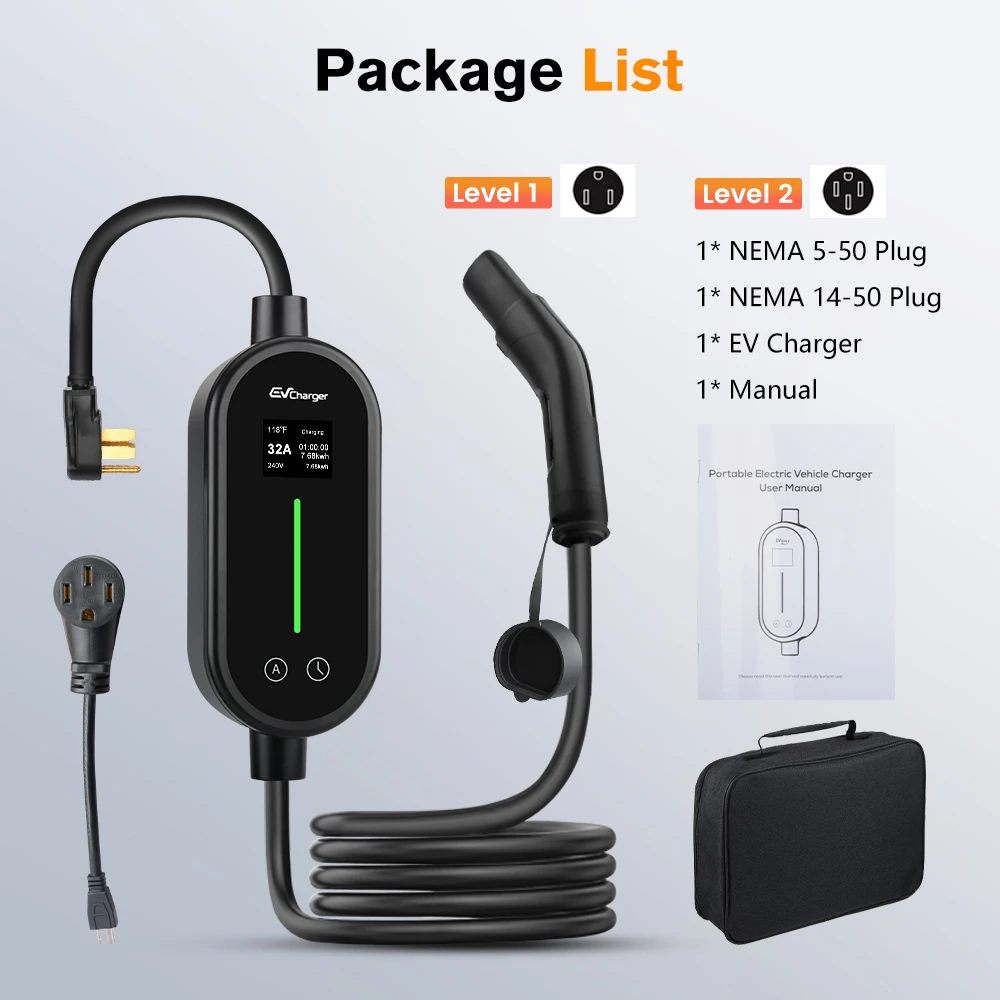 Junsun EV Charger Portable Level 1/2, 20FT Cable Electric Vehicle Charging Cable with NEMA 14-50P & 5-15P Plug, NACS Connector Compatible with Tesla Model X/Y/3/S, Adjustable Current Smart Car Charger for Home and Travel Use - view 7