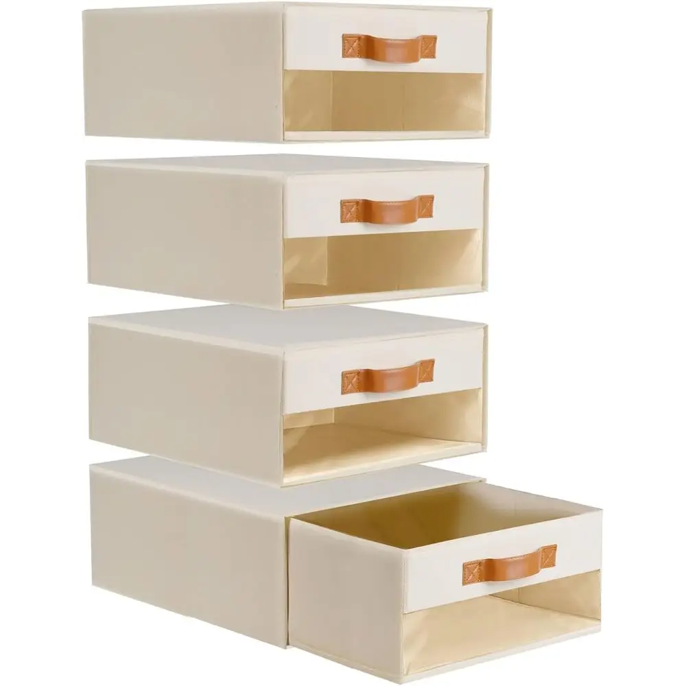 

Closet Organizers, Storage Bins, Stackable Drawers, Fabric Organizer Bins, Stackable Closet Bins with Clear Window, Bedroom, She
