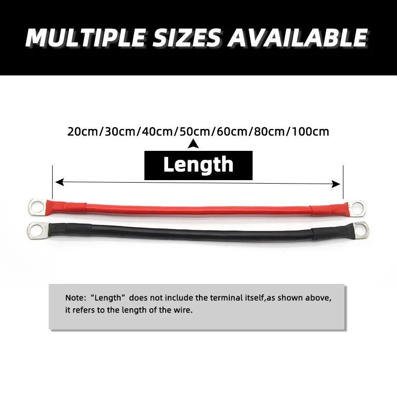 Battery Inverter Connection Cable Set with M8 Terminals 8/6/4/2 AWG Tin-plated Copper Connection Wire for Car/Inverter/UPS