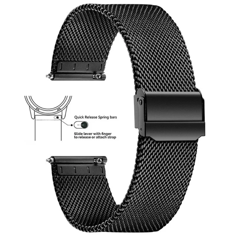 Snel verwisselbare horlogeband 8mm 10mm 12mm 14mm 15mm 16mm 20mm 24mm 18mm 22mm armband horlogeband roestvrij staal Milanese mesh band